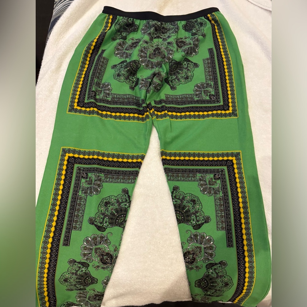 BCBG Green and Black Joggers with Ornate Design